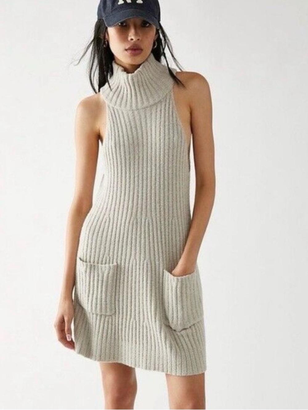FREE PEOPLE | mock neck ribbed sweater dress